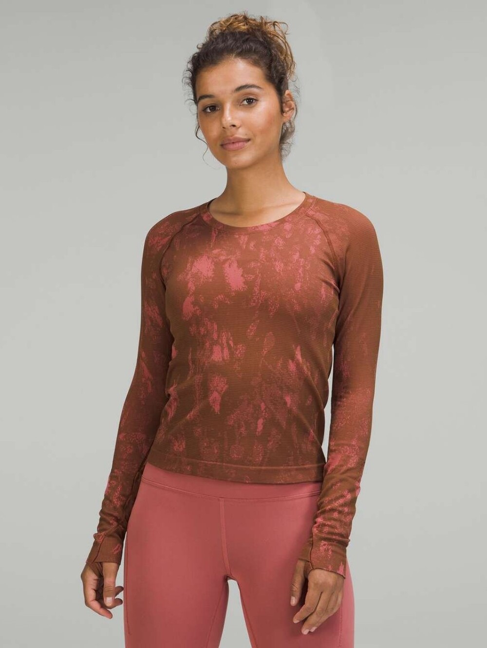 Lululemon Swiftly Tech Shirt 2.0 Womens 10 Rust Pink Camo Race Length Running
